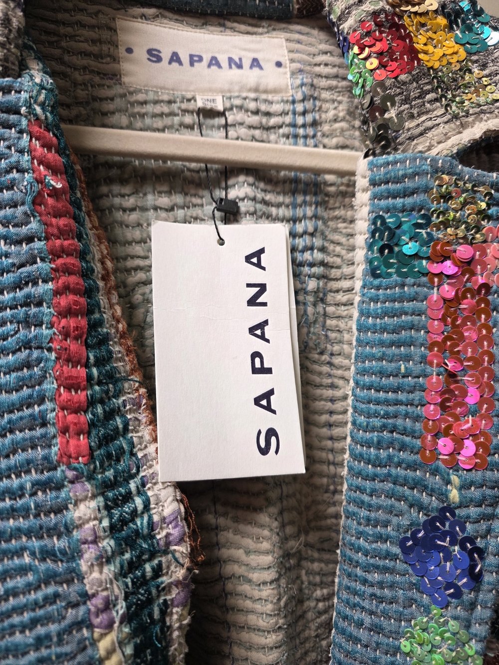 Vintage Sapana Dream Multicolor Quilted Sequin Jacket - Picture 5 of 8